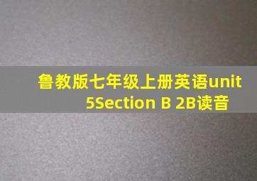 鲁教版七年级上册英语unit5Section B 2B读音